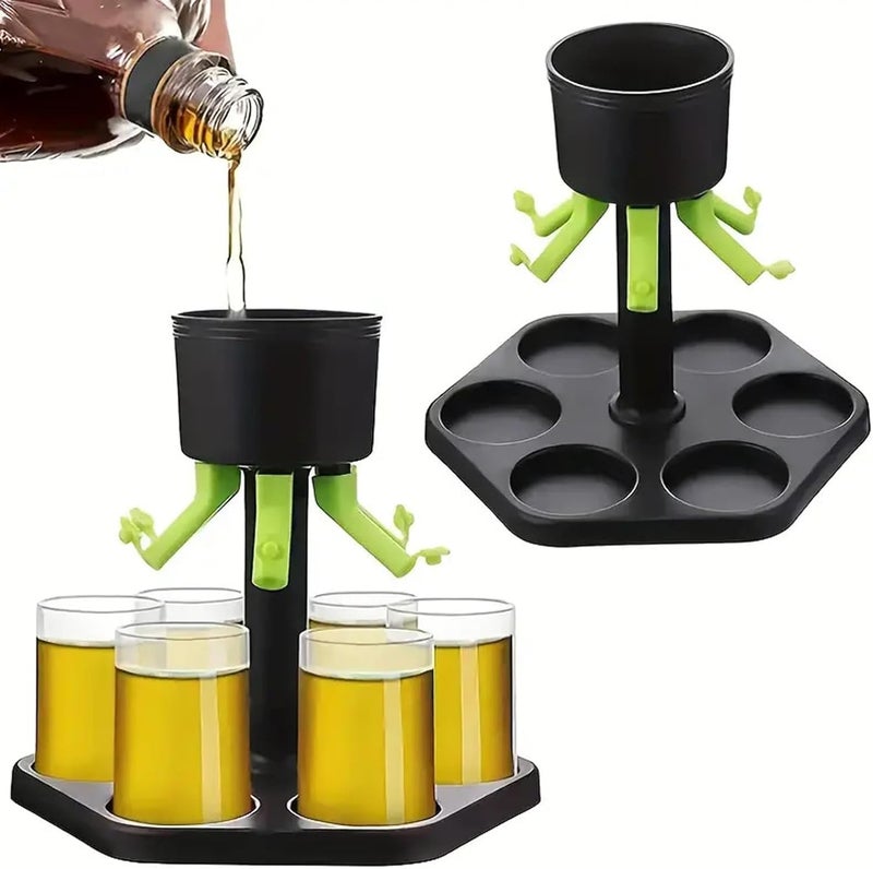 TSKVT Store Creative 6 Shot Glass Dispenser And Holder, Shots Game Accessories, Fair Pouring Dispenser, Glass Tray Set, No One Can Raise Fish Now (with 6 cups) - Image 5